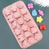 18Holes 3D Silicone Mold Daisy Tulip Flower Design Jelly Ice Pudding Soap Fondant Chocolate Cake Decorations Baking Tool Leaf