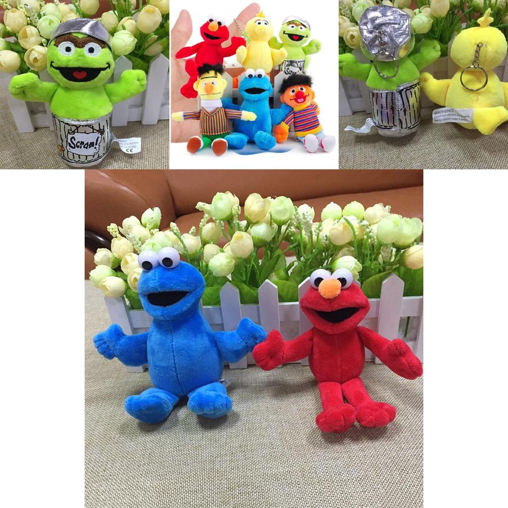 Adorable 6pcs Sesame Street Plush Doll Set Featuring Cookie Monster Elmo Big Bird Bert Ernie