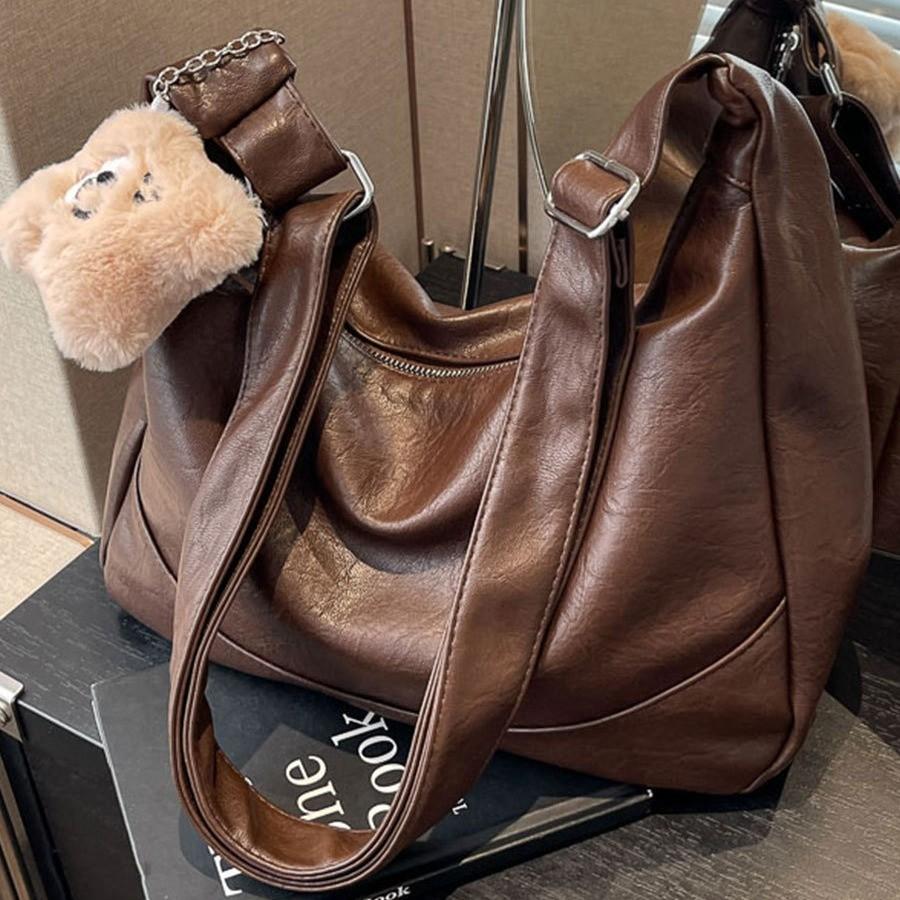 Large Capacity Underarm Tote Bag Women's Bag Trend 2023 New Winter Simple Lightweight Versatile Single Shoulder Diagonal Bag Brown