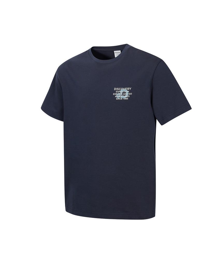DISCOVERY EXPEDITION Unisex Heavyweight Small Letter Short Sleeve T-Shirt (D/Navy)
