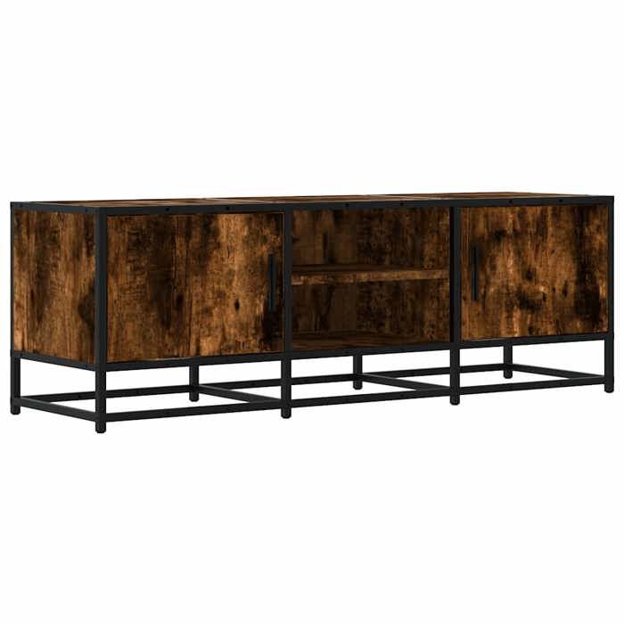 VidaXL Meuble TV chêne fumé 120x35x41 cm bois d'ingénierie et métal, banc TV, meuble hifi, centre de divertissement, buffet 848841