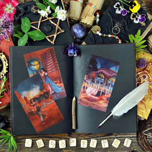 Zwxqe Tarot Deck, Nomad Tarot Card Book, Portable Deck with English Guidebook, Interactive 78-Card Set, for Tarot Lovers, Beginners, Enthusiasts, and