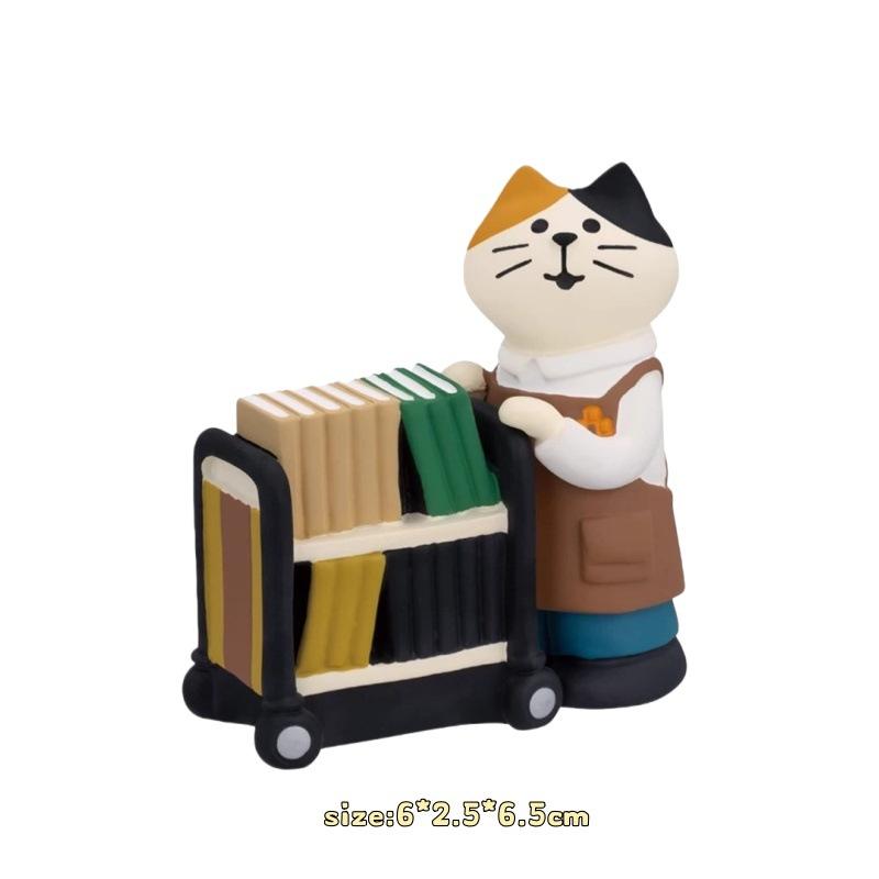 Japanese grocery zakka bookshelf reading micro scene ornament handmade DIY accessories Japanese cat resin small ornament
