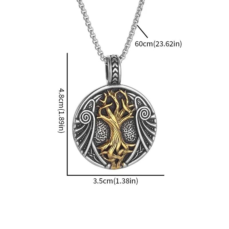 Retro Nordic Ethnic Tree of Life Pendant World Tree Necklace Pendant Men's Punk Trend Lucky Amulet Jewelry
