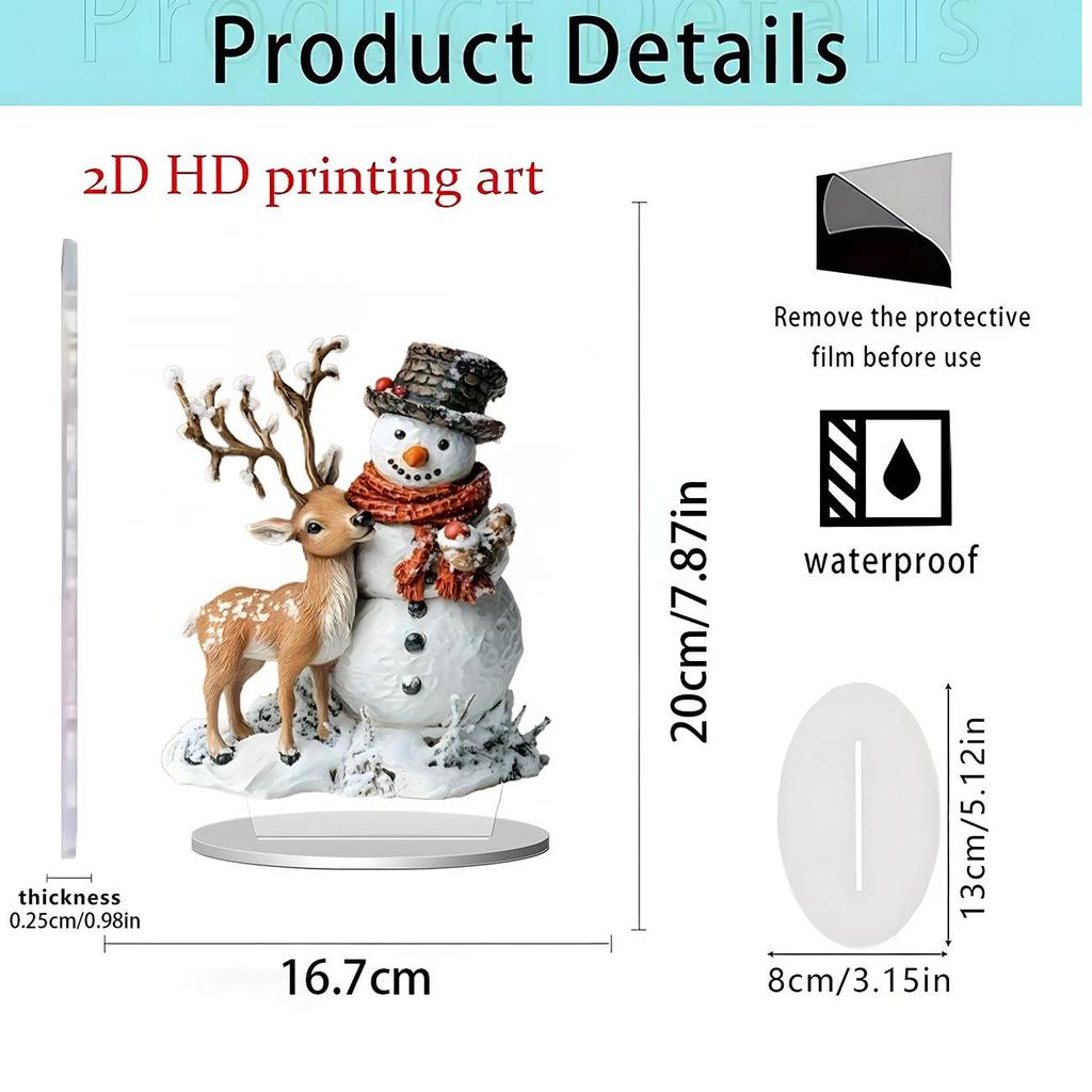 Christmas Santa Claus Snow Scene 2D Acrylic Ornament for Home Décor