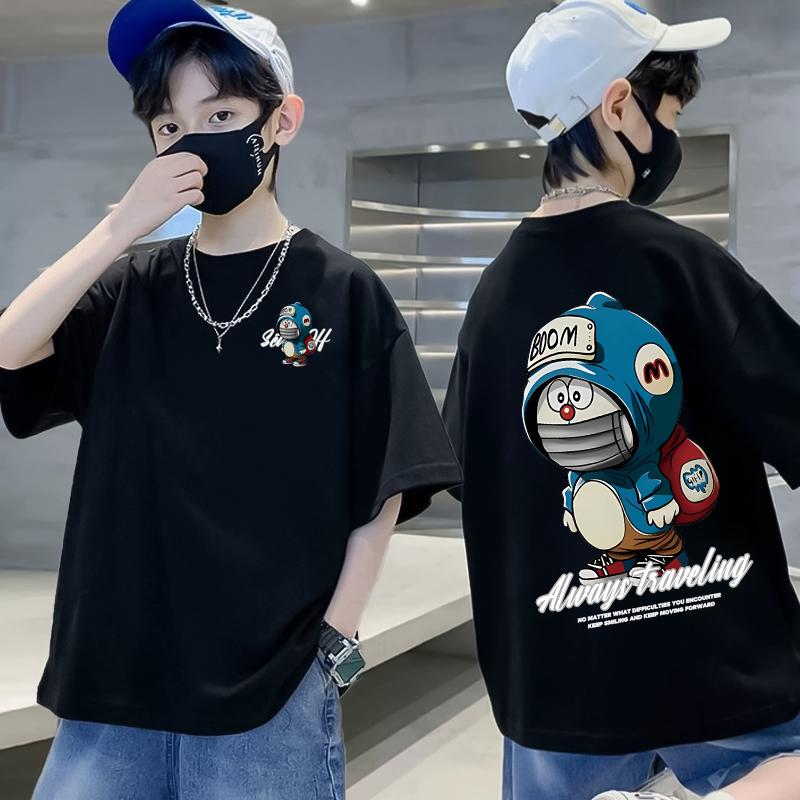Children s Boy T-shirt Summer Cute Cat Cartoon Anime Pattern T-shirt 150