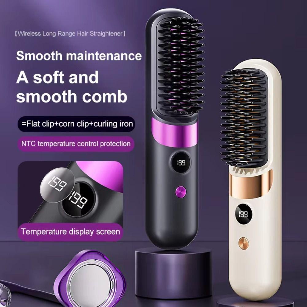 LCD Display Portable Hair Straightener Ceramic Coating Electric Straightening Comb Family Use
