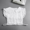 Ruffle Lapel White Fake Collar Women Detachable Collars Scarf False Collar Shirt Tie Plaid Female Removable Dickie Shirt Women