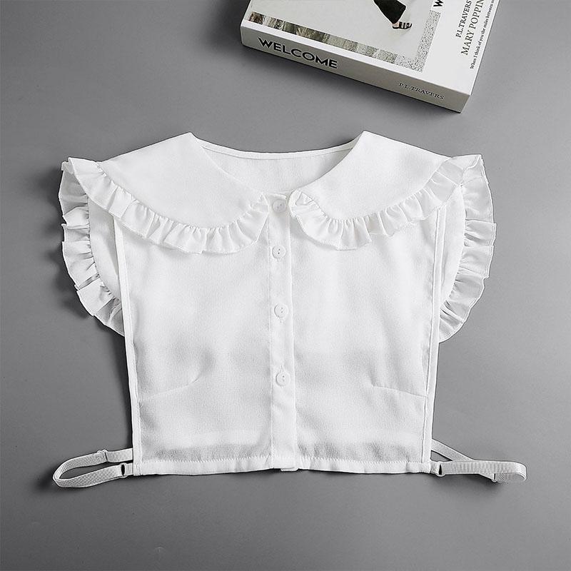 Ruffle Lapel White Fake Collar Women Detachable Collars Scarf False Collar Shirt Tie Plaid Female Removable Dickie Shirt Women