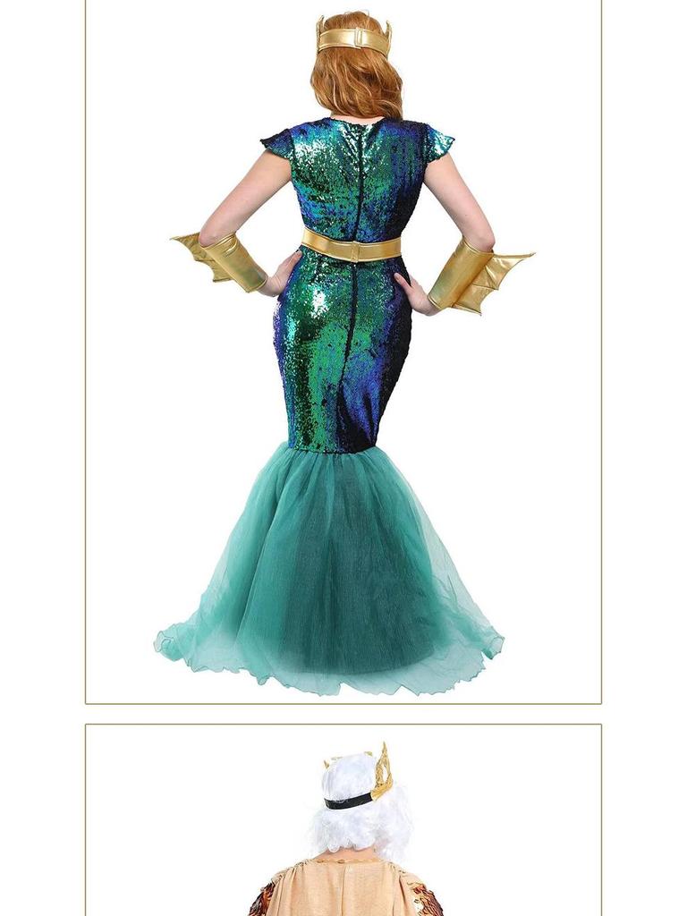 Neptune Pharaoh Queen Halloween Costume for Adult Men & Women - Role-Playing Performance Attire