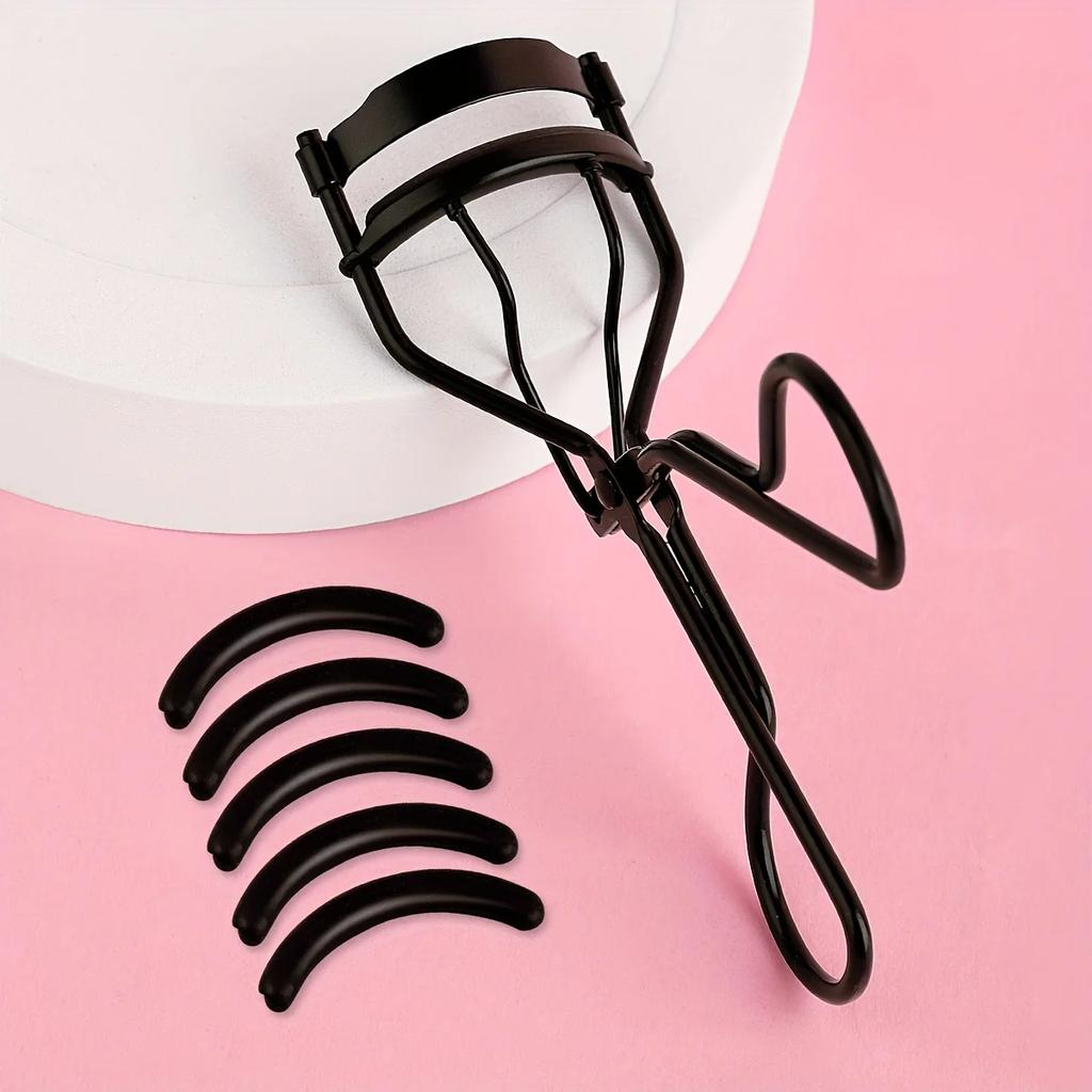 1PC Professional Eyelash Curler with 5 Replacement Pads, Spring Design for All Eye Types - Lift & Enhance
