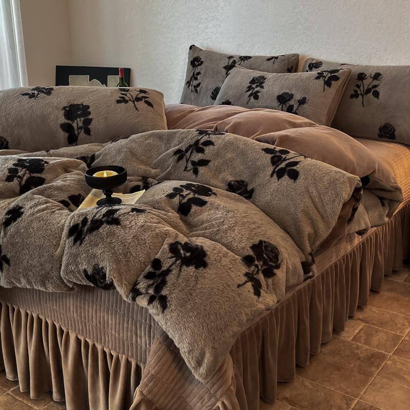 2025 Merlad Double-Sided Furry Velvet Bedspread & Sheet Set