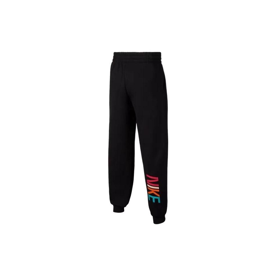 Nike Rabbit Print Fleece Loose Knit Sports Pants Kids Bottoms Black FD9936-010