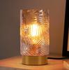 Cerdeco TBL19 (Amber) Antique-Style Table Lamp with a Unique Tree Leaf Pattern, Glass, Bedside Table Light, Desk Light, Ambient Lighting, Indirect