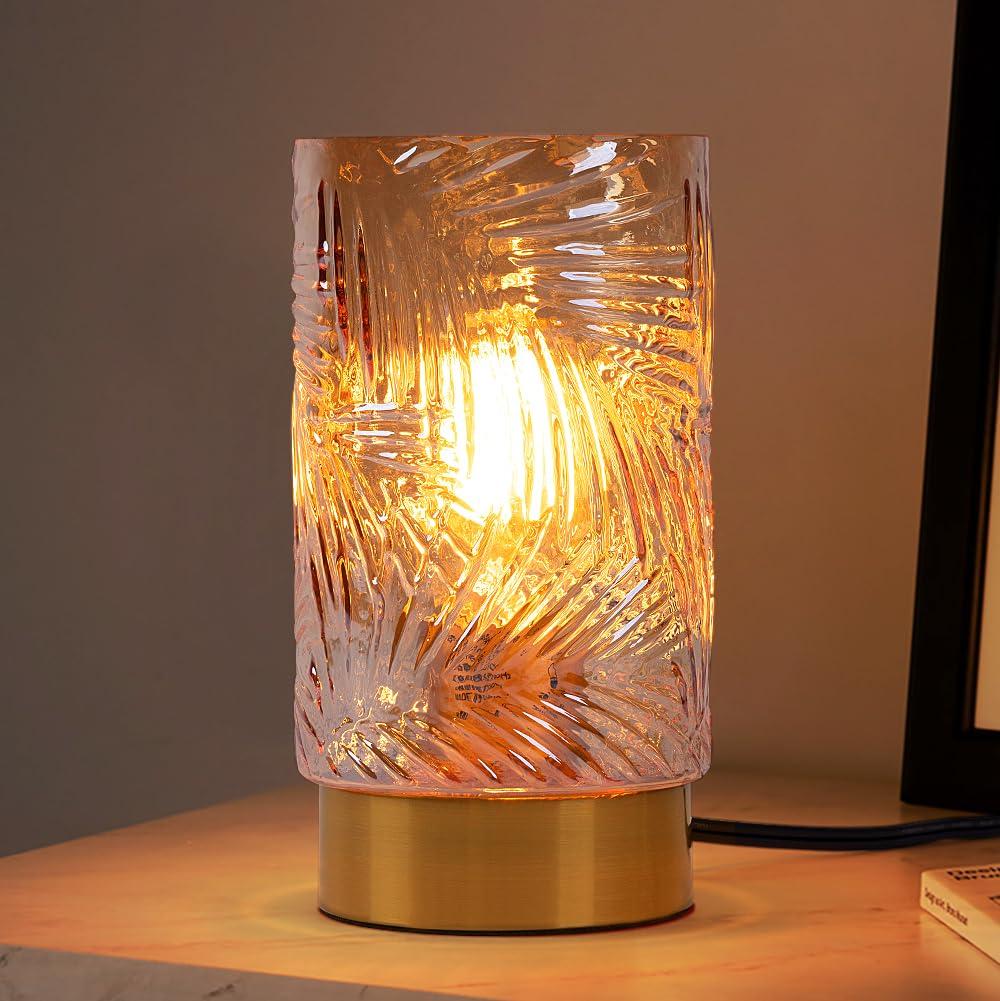 

Cerdeco TBL19 (Amber) Antique-Style Table Lamp with a Unique Tree Leaf Pattern, Glass, Bedside Table Light, Desk Light, Ambient Lighting, Indirect