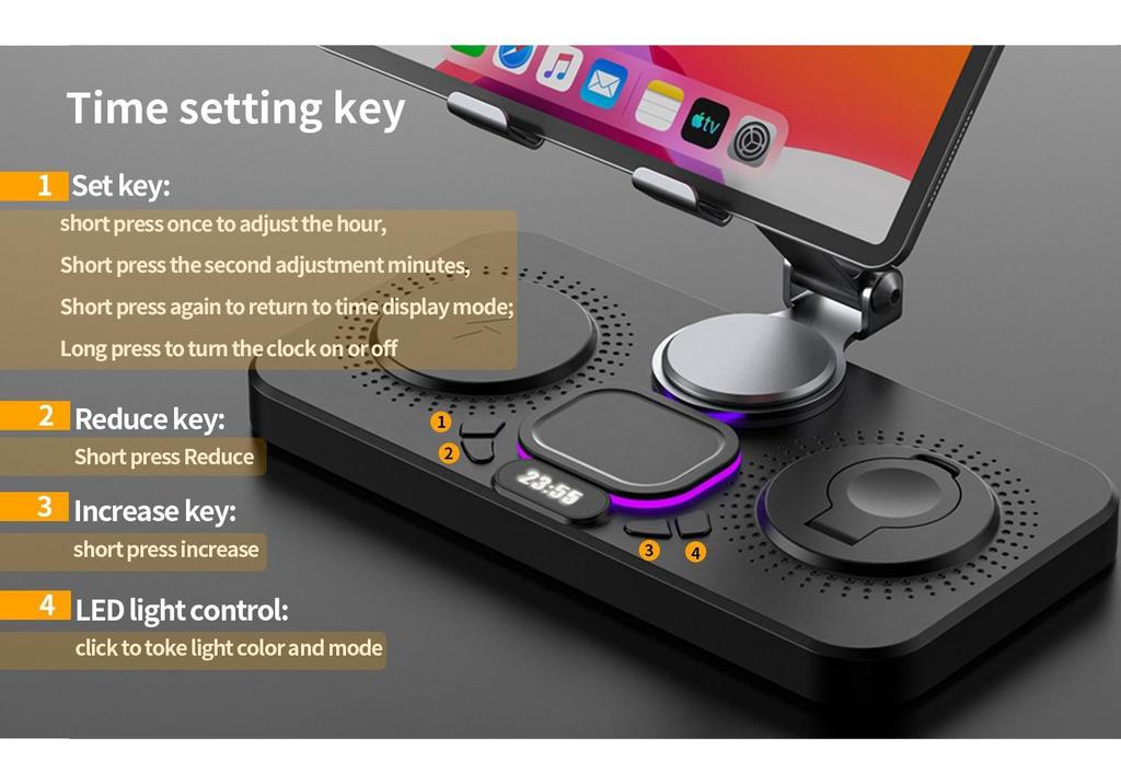 7-in-1 Foldable Wireless Charger for Phone, Watch, Earbuds, Clock, and Lights with Tablet Stand