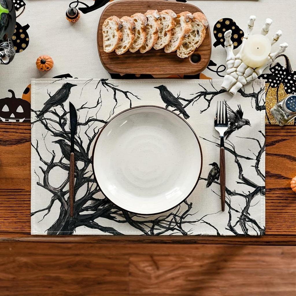 Halloween Crow Table Placemats Accessories for Enhancing Festival Mood At Meals