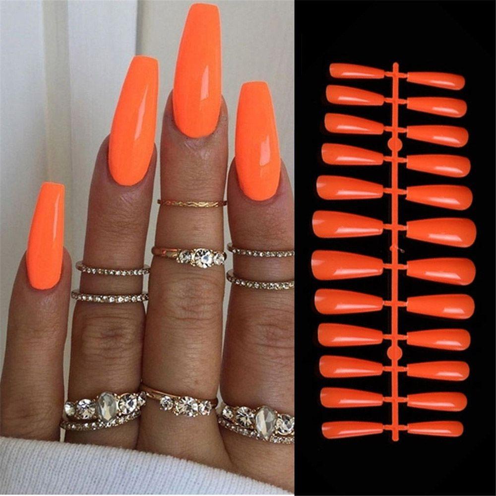 24Pcs/Set Art Extension Full Cover Coffin Fake Nail False Nails Nail Tips Ballerina Nail