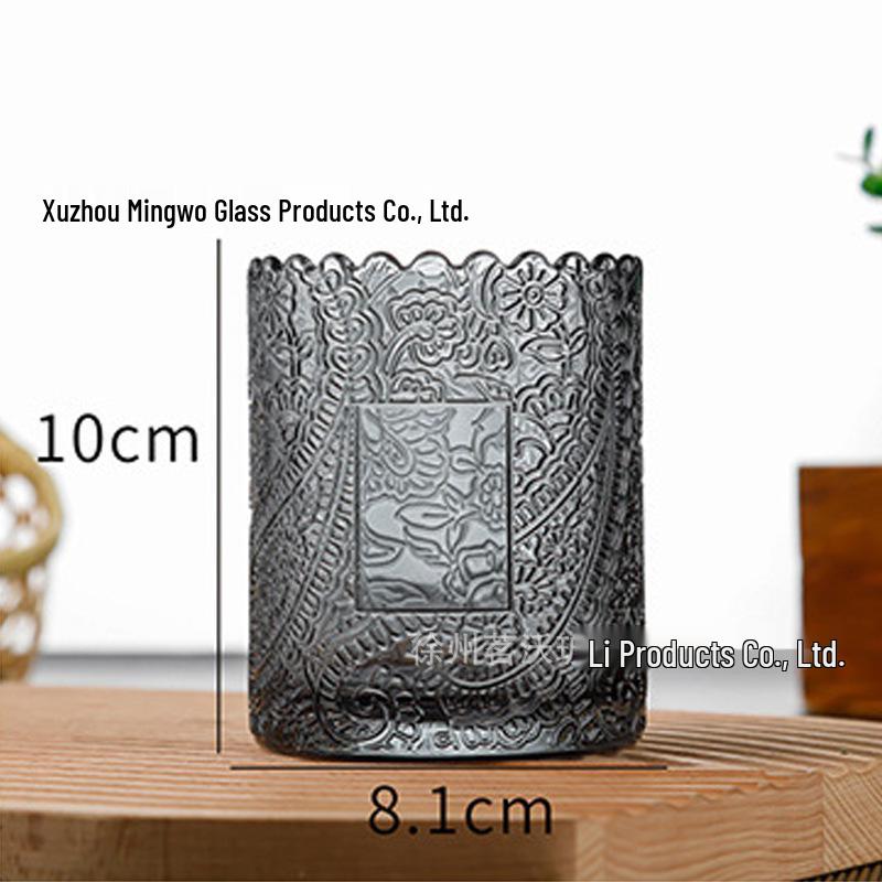 Scented Colored Candle in Embossed Lace Glass for DIY, Birthday, Wedding, or Romantic Gifts