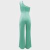 9904 European & American Sexy Sleeveless One-Shoulder High Waist Straight Jumpsuit
