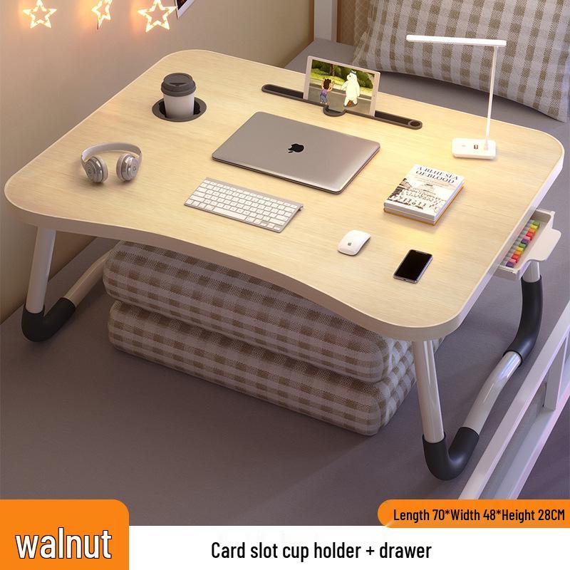 Folding Bedside Desk/Table for Laptop & Study - Bay Window, Bedroom, or Pit Use with Large Brackets