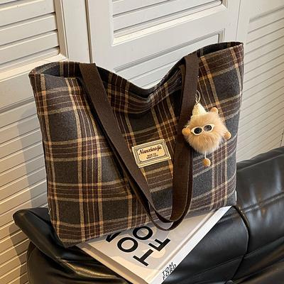 High School Student Canvas Bag New Style Commuting Large Capacity Class Shoulder Bag Fashionable Retro Hand Tote Bag for Women