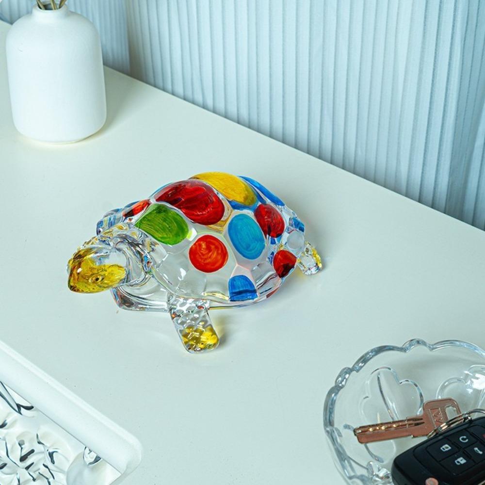 Clear Turtle Figurine Decoration Painted Tortoise Statue Craft Creative Turtle Ornament Desktop