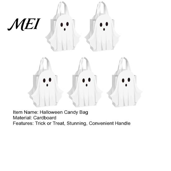 Holiday Snack Bags for School Halloween Ghost Cardboard Gift Bag, Cute Candy Goodie Reusable Small with Handle Birthday, Trick or Treat Party