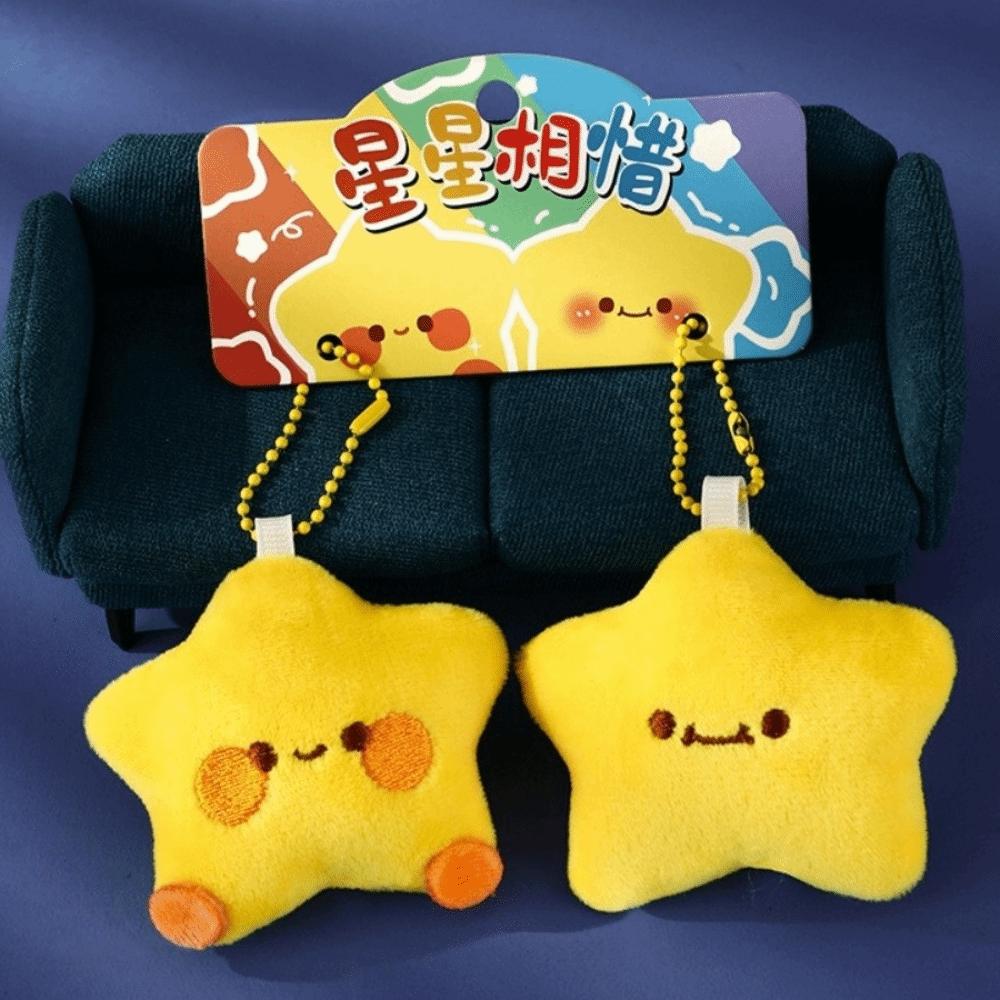 Good Luck Plush Star Keychain Cute Wishing Star Pendant Best Wishes Pentagram Lanyard Friendship