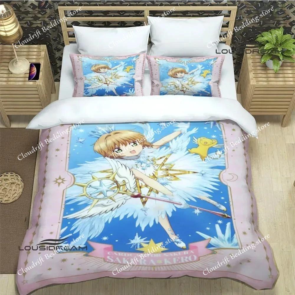 Card Captor Sakura Bedding Set 3d Printing Anime Girl Duvet Cover Decoration For Children's Room Queen King Size
