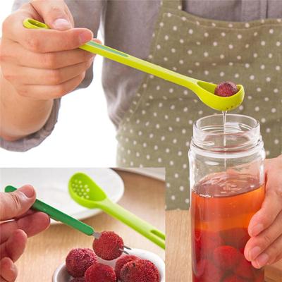 Spoon And Fork Plastic Colander Steel Fruit Fork Practical Kitchen Tools Green Tableware