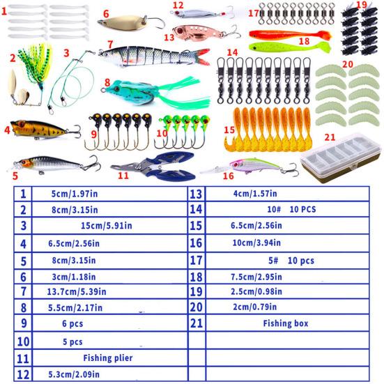Fishing Bait Set with Treble Hooks Realistic Design Bright Colors Compact Design Portable Soft Lure Fake Bait Accessories