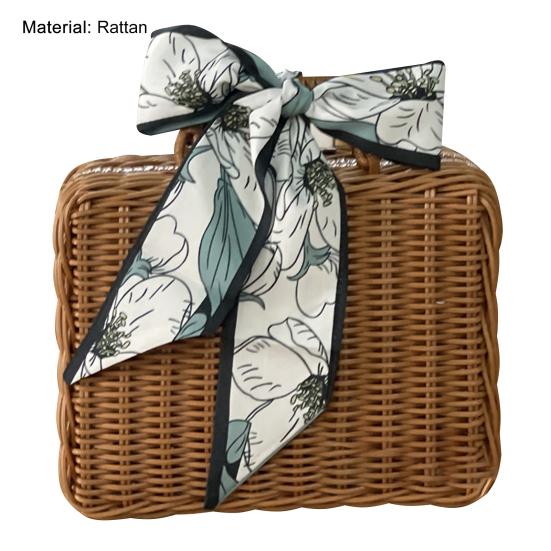 1Set Rattan Suitcase Natural Tasteless Solid Handle Rattan Woven Storage Case for Picnic