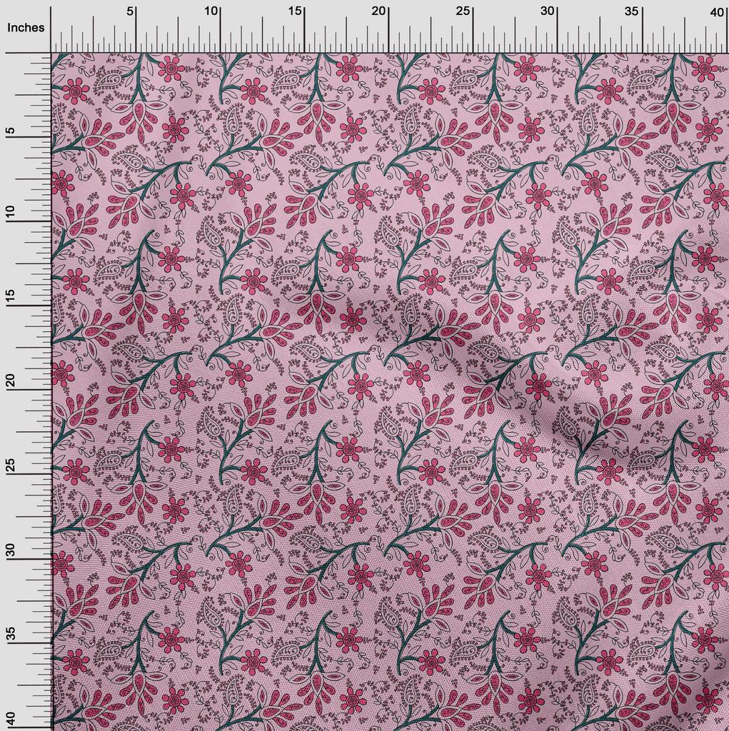 oneOone Bavlna Flex Fabric Listy & Floral Block Print Fabric By Yard 40 Inch