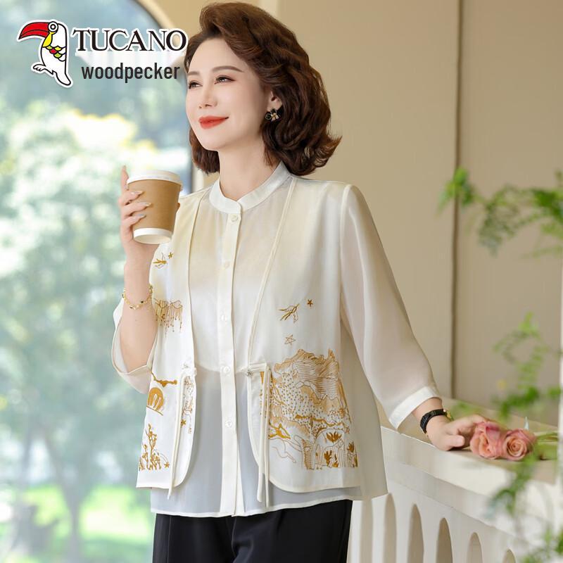 TUCANO New Chinese Style Summer Faux Two-Piece Blouse XL