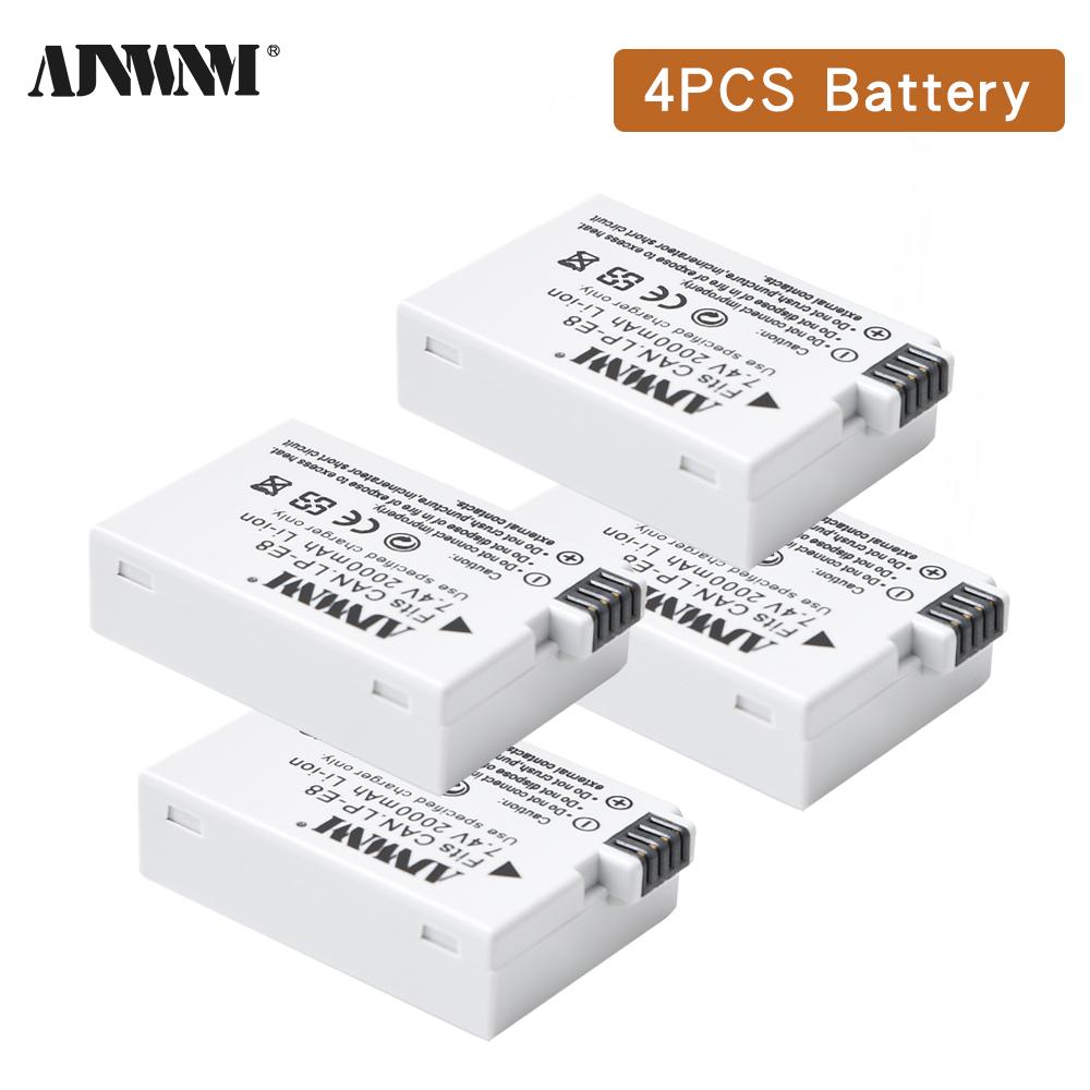 Batterie rechargeable LP-E8 2000 mAh pour Canon EOS 550D 600D 650D 700D X4 X5 X6i X7i T2i T3i