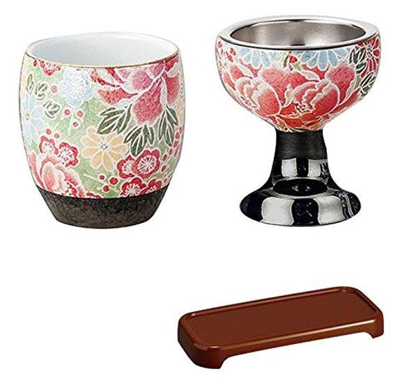 

Arita ware tea utensil set Shiki Yuzen bath/Buddha (with table)