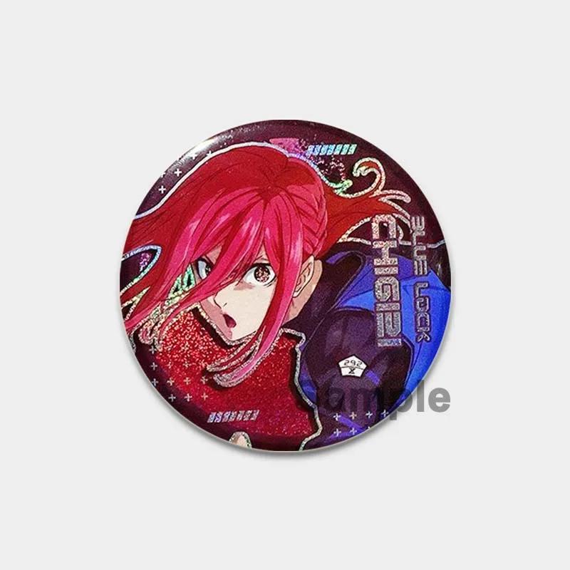 32/44/58 mm runder Anime-Anstecker mit blauem Schloss, Zeichentrickfigur Isagi Yoichi, Brosche, individuell anpassbar, Snap-in-Abzeichen, Cosplay-Zubehör, Schmuck, Geschenke