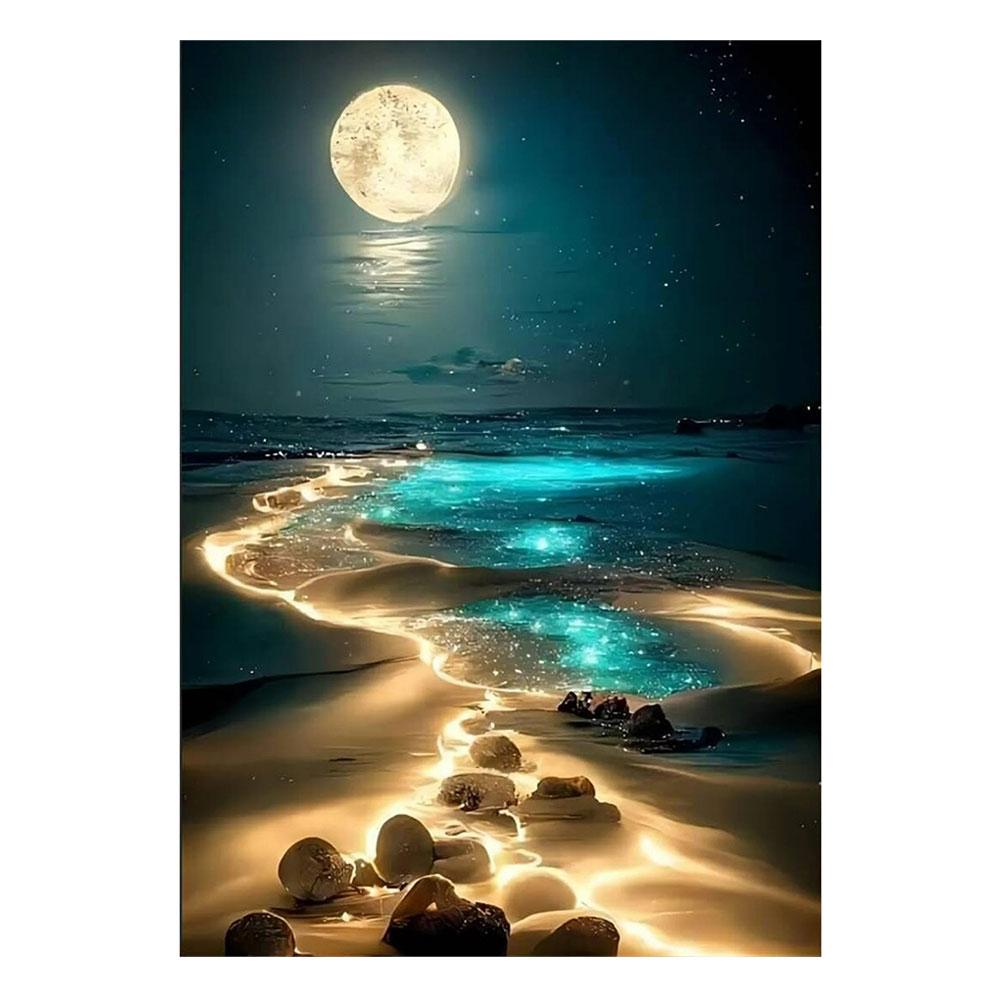 Diamond Art Canvas And Matching Diamond Art Stickers Diy Diamond Art Painting Mosaic Moon Home Decor Wall Art Square Round Drill