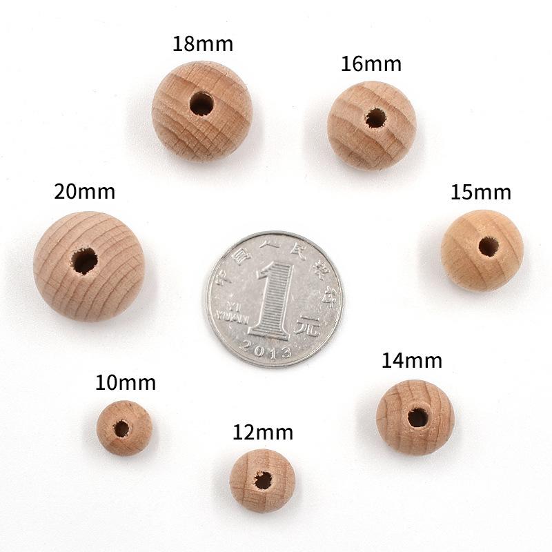 50pcs Beech Wood Round Pearl Ball Wooden Spacer Craft Beads Farmhouse Decor Jewelry Making
