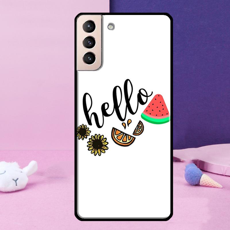 Hello Summer Flowers Phone Case For Samsung Galaxy S24 Ultra S25 Ultra S9 S10 S20 S21 S22 Plus S23 S24 FE Cover