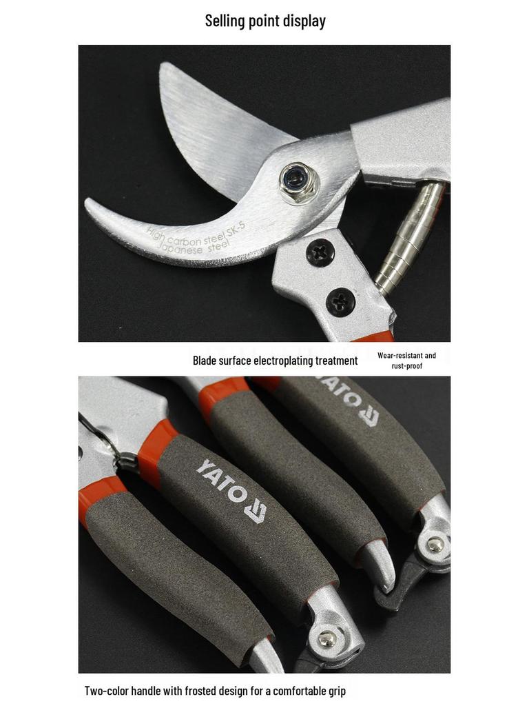 YATO Garden Shears for Pruning, Grafting, and Cutting Thick Branches