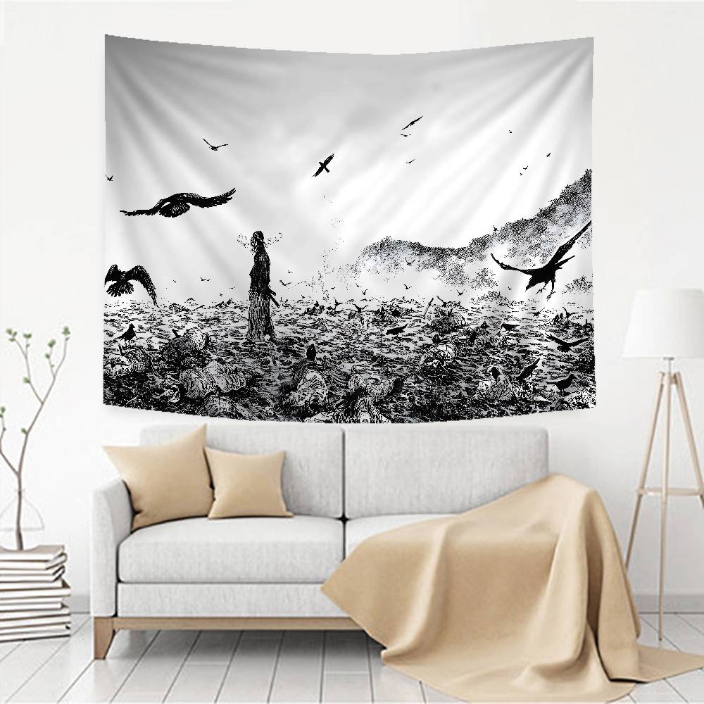 Anime Vagabond Tapestry Art Printing Japanese Wall Tapestry Anime Wall Hanging Home Decor