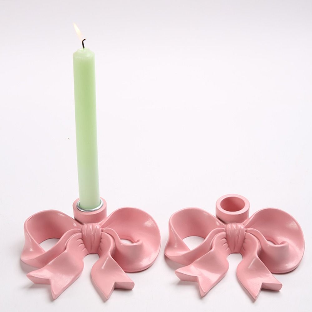 Romantic Long Candle Candlestick INS Bowknot Shape Candlestick Candle Stands  Home Room Decor