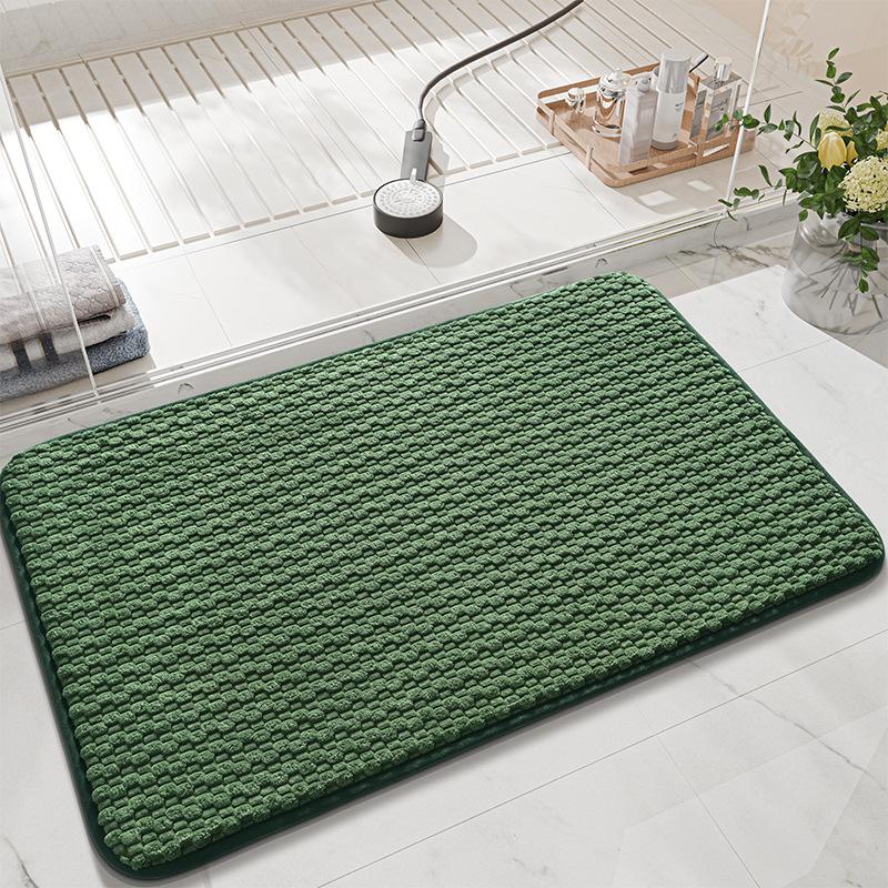 Corduroy Sponge Bath Mat, Soft Rebound Particle Plush Bathroom Rug, Comfortable Absorbent Non Slip Floor Mat