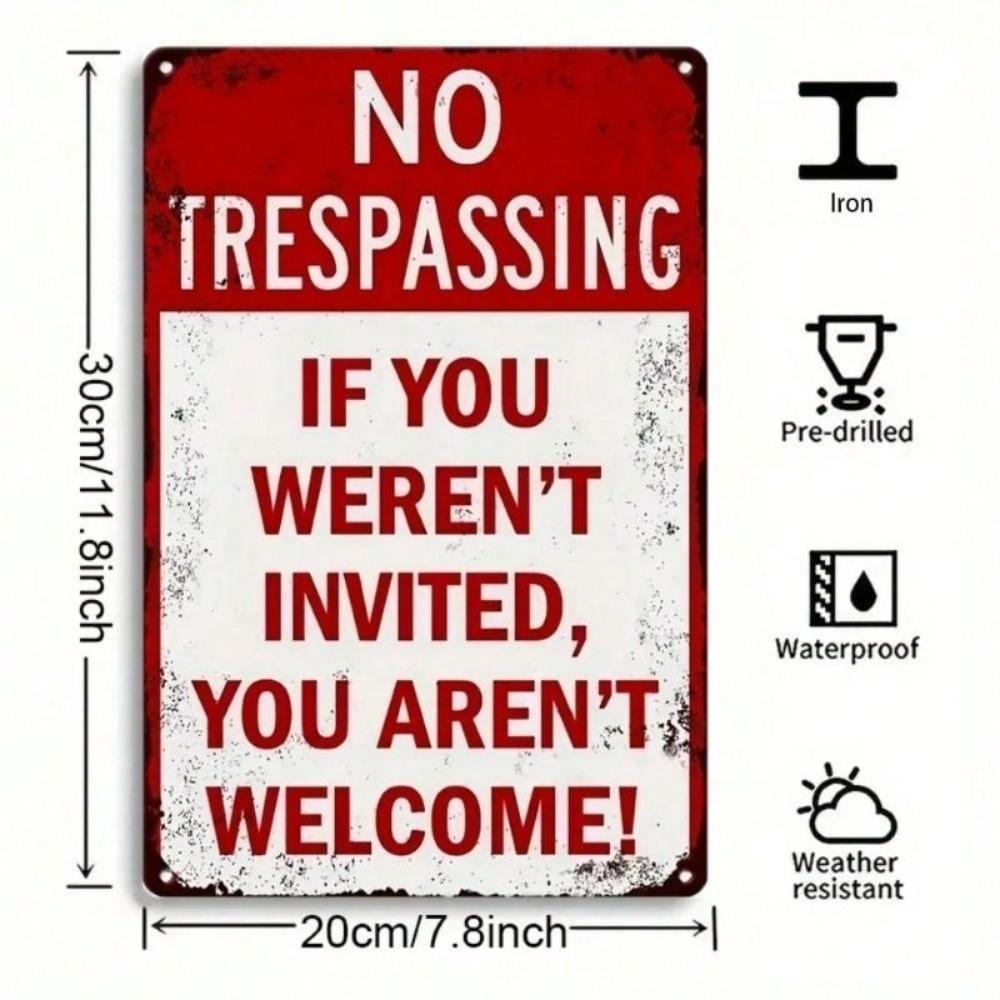 Metal Poster Vintage No Trespassing Sign Wall Decor for Garage