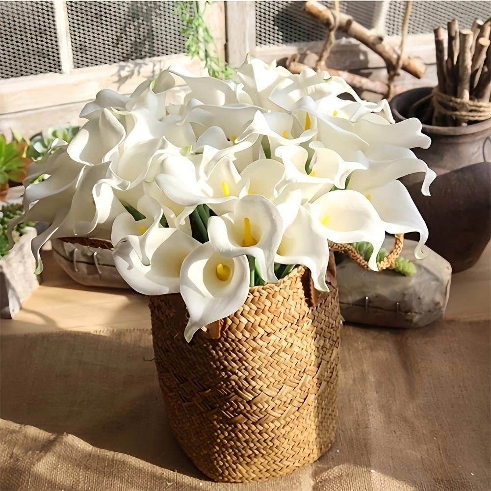 10Pcs Artificial Flowers Bouquet PU Faux Calla Lily Fake Flowers DIY Bouquet For Wedding Vase Ornament Home Room Decoration