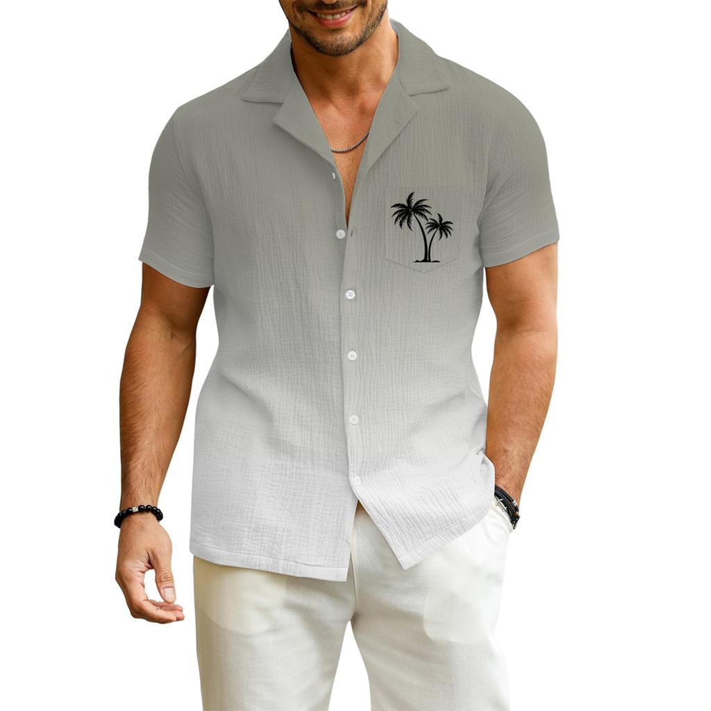 Herren Sommer Neue Lose Print Kurzarm Hemd Strickjacke Strand Hemd