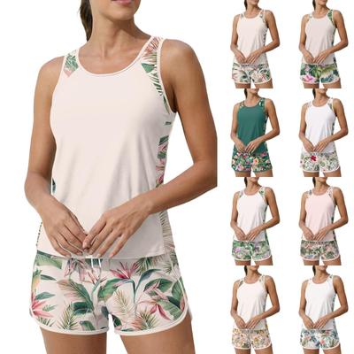 Women's Hawaiian Print Split Swimsuit Sport Swimsuit