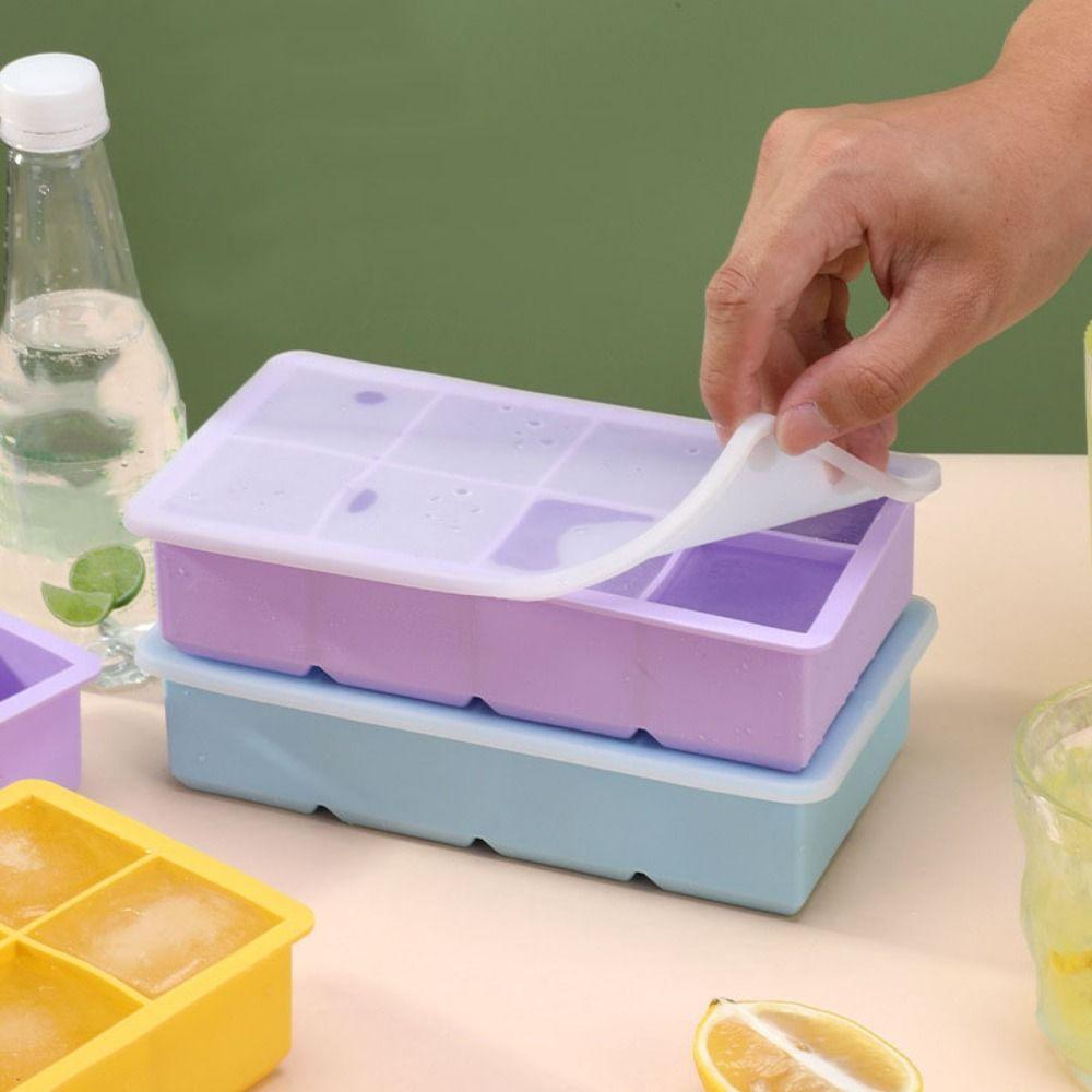 6/8 Grids Large  Ice Cube Tray Silicone Square Ice Mold Food Grade Ice Cube Maker  Kitchen Gadgets